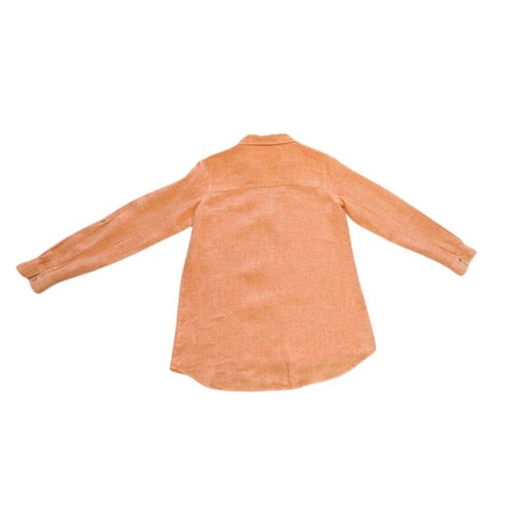 Sigrid Olsen 100% Linen Long Sleeve Women's Button Shirt Coral/Orange *Size M - Picture 2 of 10